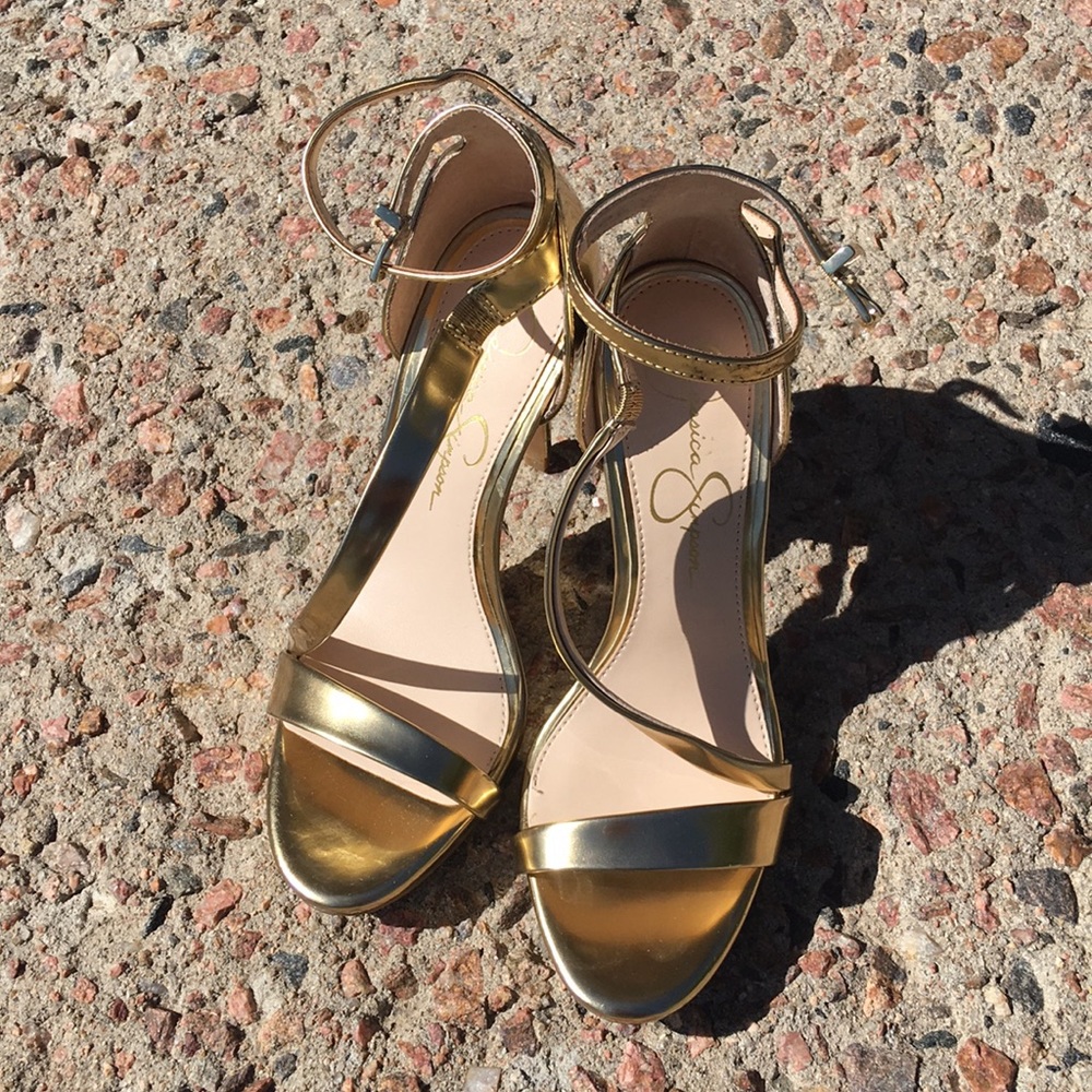 Brand new gold heels